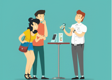 Asistente vendiendo un iphone